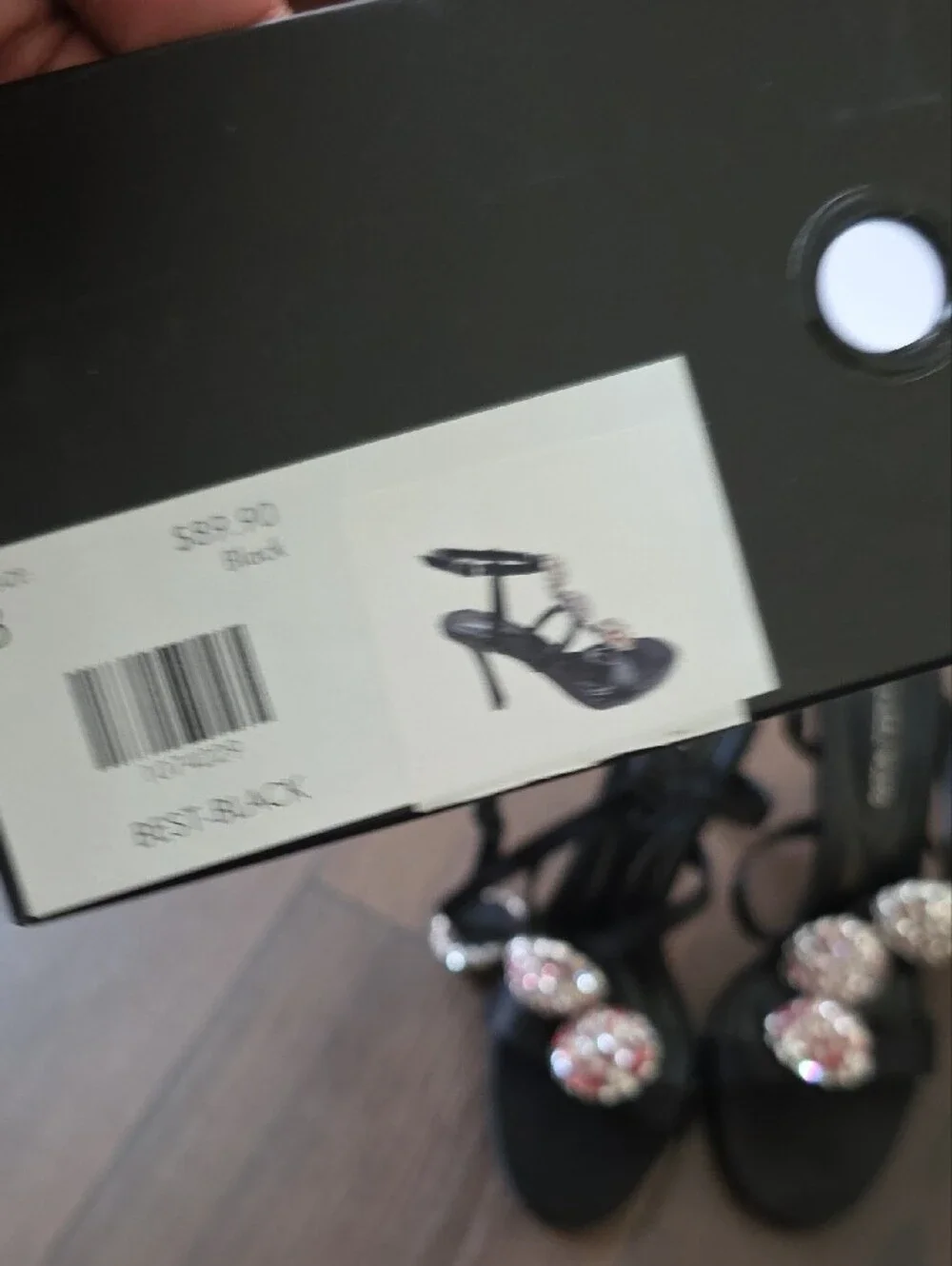 Azalea Wang Akira‎ Black Strappy Heels with Crystal Embellishments